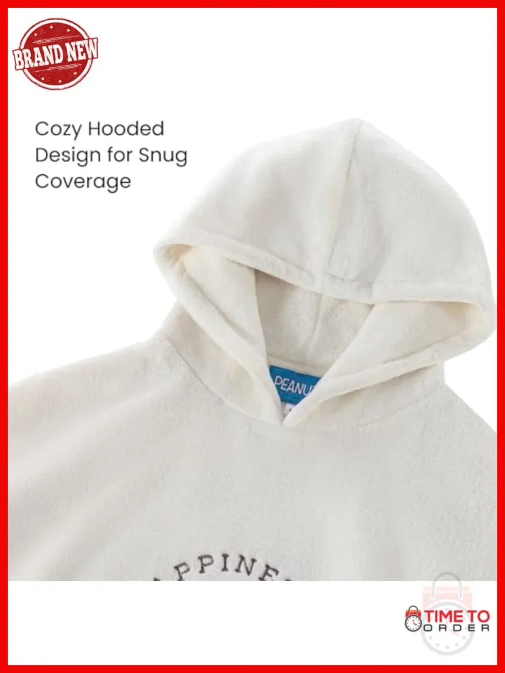 Oversized Embroidered Snoopy Fleece Pullover Sweatshirt - Ultra Soft